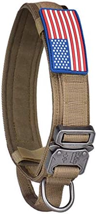 AirGood Tactical Tactical Collar K9 Pet Dogs com USA American Flag Patch - Treinamento militar Colar de nylon ajustável