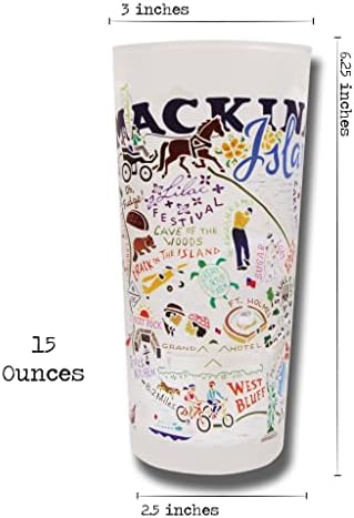 Catstudio Mackinac Island Drinking Glass | Obra de arte inspirada na geografia impressa em uma xícara de gelo