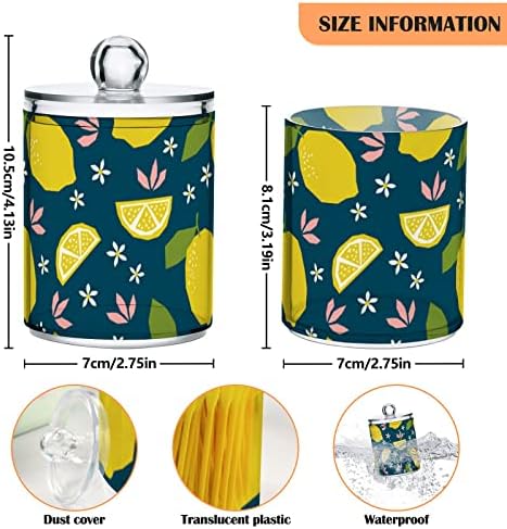 INNEWGOGO Lemons e flores 2 Pacote de algodão Organizador de bola de algodão Dispensador Recipientes de armazenamento de plástico