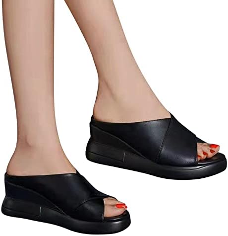Sandálias para mulheres no verão casual respirável confortável bloco grossa salto para trás sapatos sem chinelos para namoro de festa diariamente