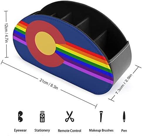 Organizador de desktop multifuncional de controle remoto de bandeira LGBT do Colorado LGBT com 5 compartimentos