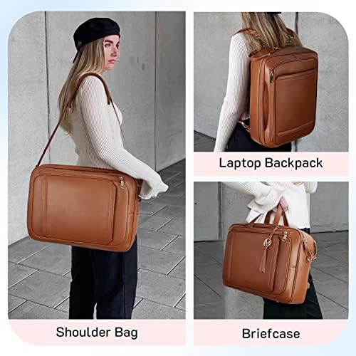 Missnine Laptop Bag de 15,6 polegadas para mulheres bolsa de couro para computadores PU Messenger para negócios de trabalho universitário