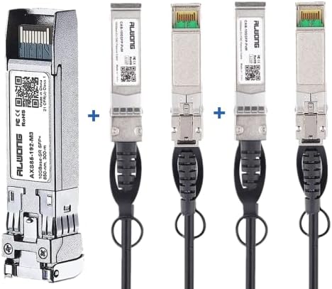 [3-PACK] MODE MULTI-MULTIMENTO SR 10GBASE SR 10 GB SFP+transceptor, 1m/3,3ft 2m/6,6ft 10 GB Anexo direto SFP de cobre+cabo