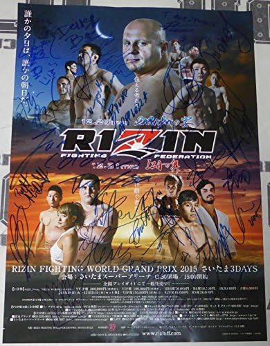 Rizin FF 31X assinado B3 2015 Poster oficial PSA/DNA COA com Fedor Emelianenko SBC - Poster de evento UFC autografado
