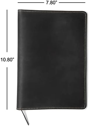THEODORE 7,8 x 10,8 polegadas de couro preto Capas de notebook - Padfolio de couro genuíno segura tablet, telefone,