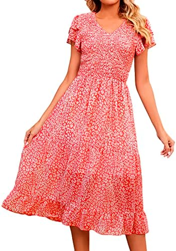 Vestido de tamanho grande para mulheres vestidos femininos para mulheres de verão elegante V Neck Floral Printing Manga