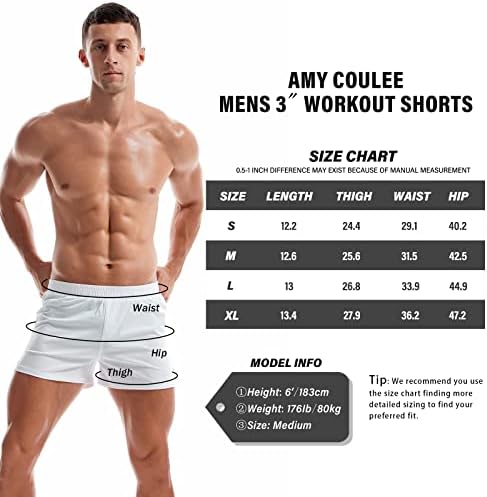 Amy Coulee Mens Gym Shorts 3 Currocos de exercícios de musculação