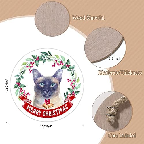Alioyoit rústico redondo paletes de madeira Merry Christmas Wreath Pet Sign de boas -vindas SILH