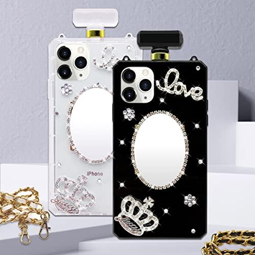 Tinton Compatível com iPhone 11 Pro Perfume Bottle Case Luxury Bling Makeup Mirror para mulheres meninas, elegante Diamond