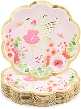 Sparkle e Bash Fairy Tea Party Paptle Placs for Girls Floral Birthday Supplies