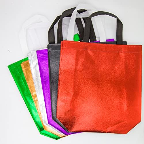 Diário da pousada 12 sacolas pretas de festas brilhantes de festas com alça de sacolas reutilizáveis ​​não tecidas