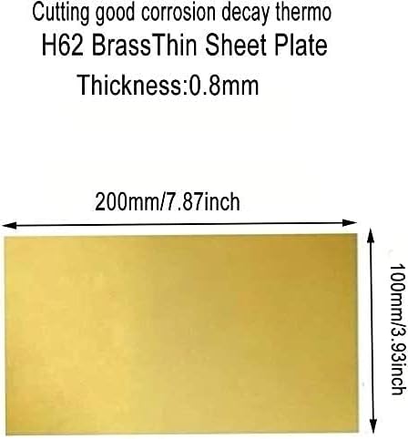 Placa de latão kekeyang folha de cobre pura papel alumínio H62 Folha de caldo de bronze Folha de folha plana Metais de percisão de espessura 0. 8mm 1pcs placa de latão folha de metal