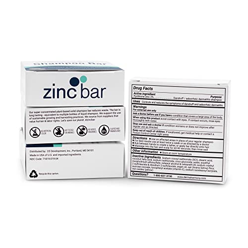 DermaHarmony 2% Pyrithiona Zinc Shampoo Bar para caspa e dermatite seborréica - Fragrância grátis