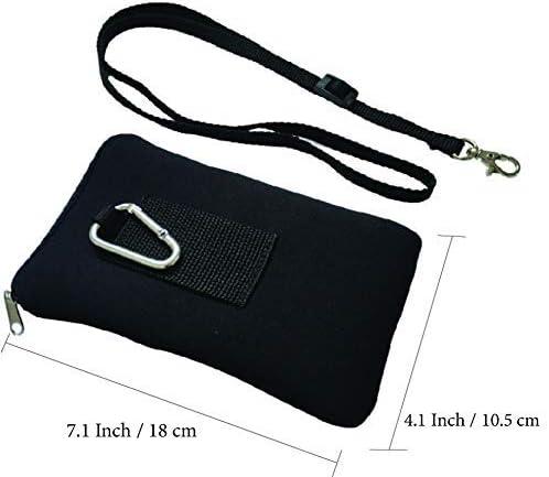 Tainada multifuncional dupla com zíper-neoprene bolsa + bolsa de telefone neoprene horizontal com loop de cinto e carabineiro