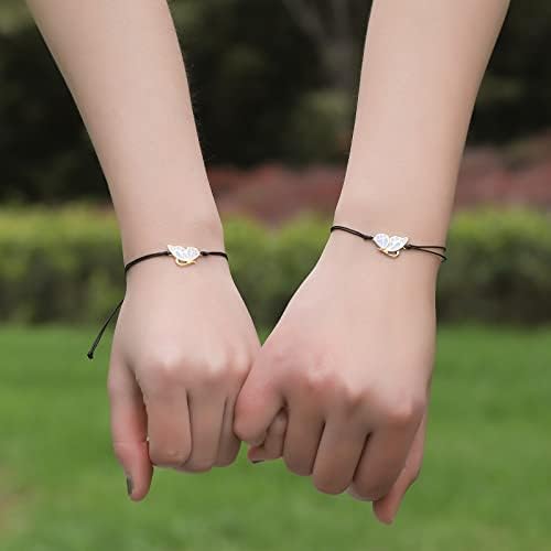 APSVO Best Friends Friendship Bracelets para 2 meninas, BFF Longa distância Combinando pulseiras de borboleta Presentes
