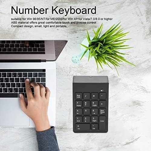 Padrão sem fio, slim 2.4g Número USB teclado, 18 chave -teclado com receptor 2,4g, contabilidade financeira Numpad para laptop, desktop,
