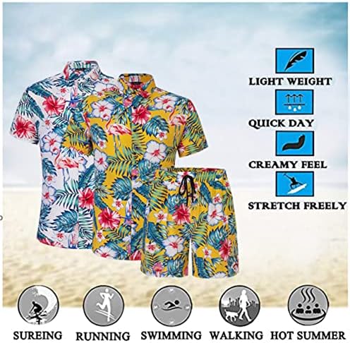 Camisas havaianas masculinas de atwfo botão casual de manga curta curta