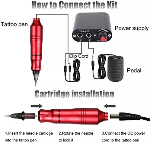N/A Tattoo Machine Kits Tattoo Power Supply Pen rotativo com agulhas de cartucho