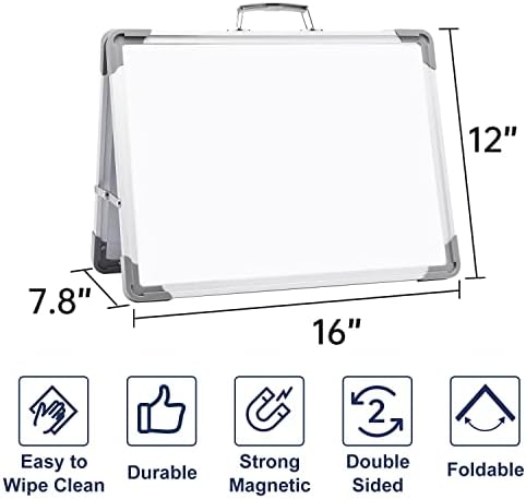 Placa branca de apagamento seco pequeno - 12 x 16 Mini Desktop Double -lado Whiteboard, placa magnética dobrável para desenho