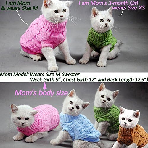 Suéter de gola alta de malha de cabo de molbom para cães pequenos e gatos malha