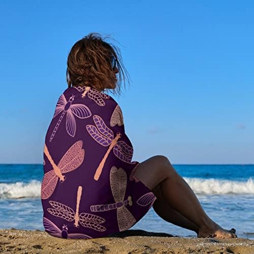 Purple Dragonfly Beach Tootes Viajar rapidamente Toalhas de adultos secos para adultos cobertores de capa de piscina leve