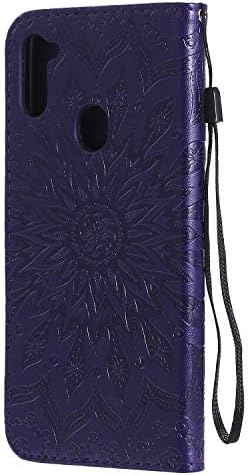 Para a capa da carteira Samsung Galaxy A11, PU CASE CATERO DO CAIXO SUL FLOR FLOR FLOR