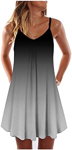 Rvide Vestidos para Mulheres 2023 Verão, Moman e Gradiente de Pescoço Menina Mini Vestido Curto A-Linha Destressão