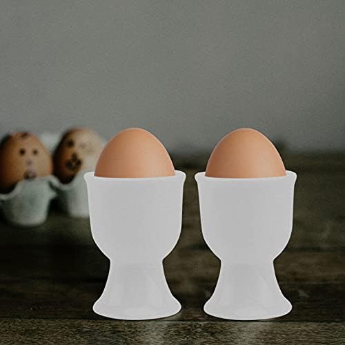 Didiseaon 4pcs xícaras de ovo de cerâmica porcelana o ovo branco suportes para ovos macios de ovos de casca de casco ovos de comprimido para café da manhã e brunch branco 7x5.2x4.5cm