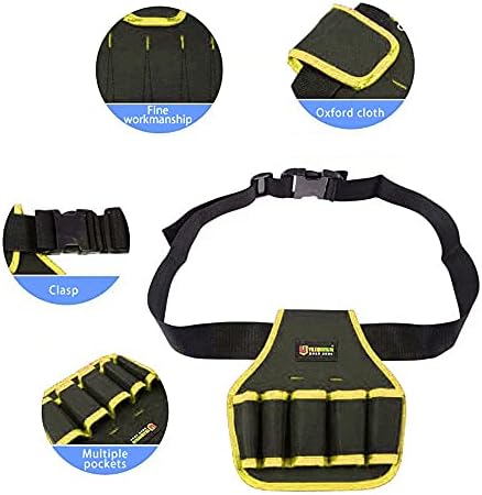 Saco de ferramentas da cintura portátil para homens/construção/eletricistas com bolsa de ferramentas de cintura de cintura ajustável feita de cor de pano oxford resistente ao desgaste da cor amarela