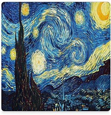 Montanha -russa absorvente para bebidas Conjunto de 4, Starry Night Van Gogh Pintura a óleo Praça montanha -russas de pedra com base de cortiça, adequadas para mesa de madeira, presente de inauguração