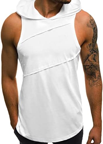 Wenkomg1 Mens com capuz top top de cor sólida mangas camiseta camiseta