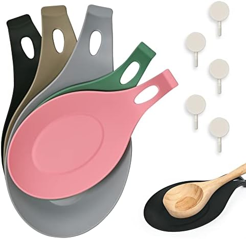 Resto Alovian Spoon | BPA Free Silicone Spoon Rest | Restos de colher segura resistentes ao calor, não tóxicos, microondas e fornos