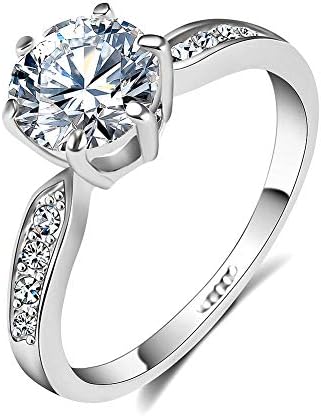 Qjle 1.5 quilates cz diamante cortado cúbico zirconia anéis de noivado para mulheres, prata/18k ouro rosa banhado