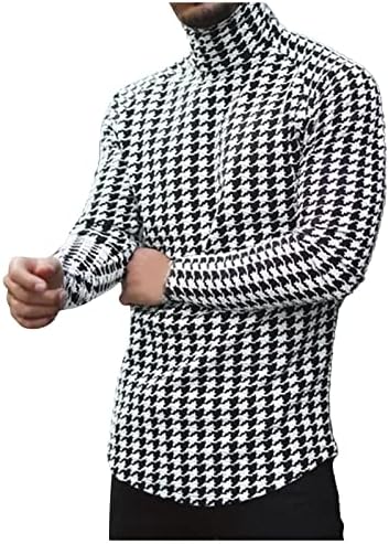 Dudubaby masculino suéter de lã de grande porte para masculino com gola alta de manga comprida Sweatershirt Blouse Top