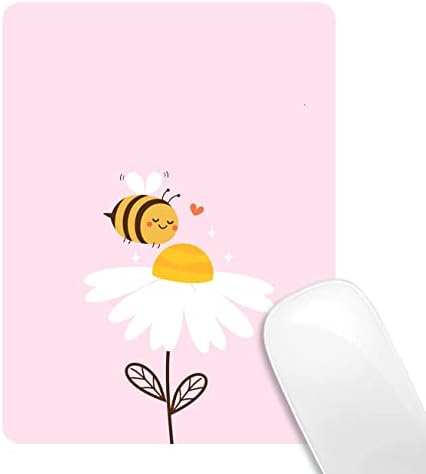 Huocairen Small Mouse Pad 6 x 8 polegadas, Mini almofadas de mouse de abelha rosa para laptop, margarida portátil