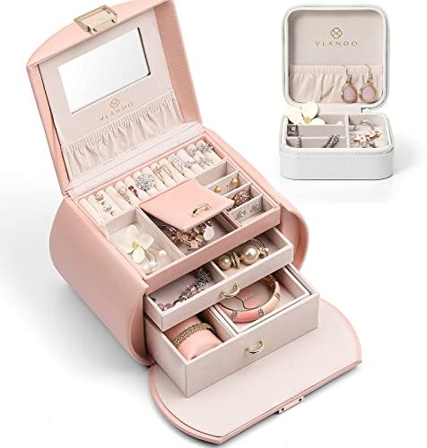 Vlando Princess Style Jewelry Box+Macaron Small Travel Jewelry Box