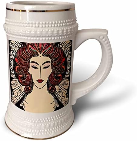 3drose Art Nouveau Mulher. Linda deusa da fantasia do vinho tinto e. - 22 onças de caneca