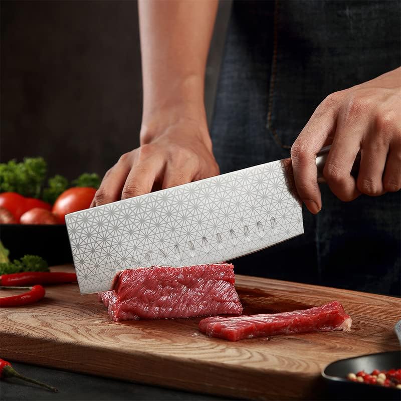 Faca de vegetais de Toosharp nakiri para cozinhar, 304 cabo de aço inoxidável, faca de cozinha em aço inoxidável alemã de 7 polegadas, bom ajudante afiado para cozinhar, carne, casa e cozinha