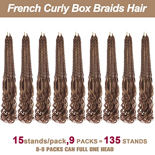 Cookoo 9 pacote de 14 polegadas francês Curl Braids Cabet Hair pré -loop French Curly Box Braids Ombre Ombre Brown Brota