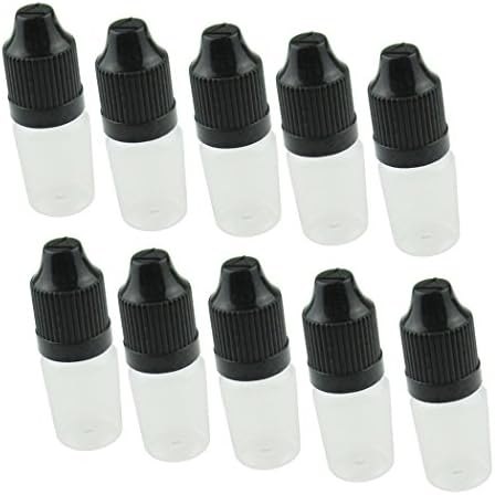 Newzoll 5 ml de gotas de plástico vazias garrafas transparentes líquidas à prova de crianças 10pcs Black Cap