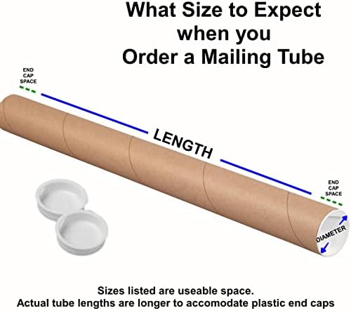 Tubos de correspondência Tubeequeen com tampas, comprimento utilizável de 1,5 polegadas x 18 polegadas