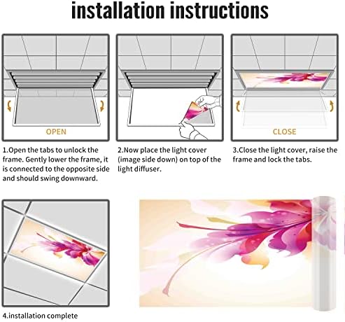 Tampas de luz fluorescente para sala de aula de escritório-abstrante-fluorescente tampas de luz de padrão para sala de aula Office-2 pés x 4 pés de queda de teto fluorescente fluorescente, rosa bege roxo