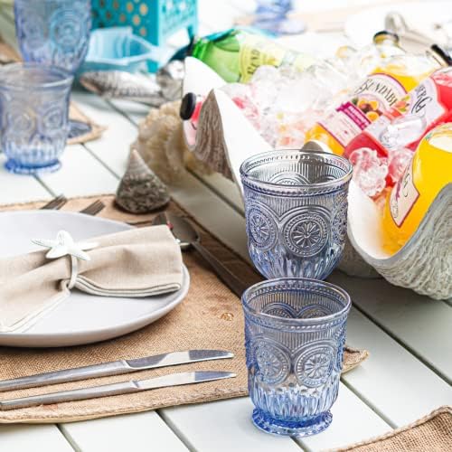 Conjunto de utensílios azuis de Yungala de 6 copos de lava -louças pequenos, copos de vidro azul, copos de bola alta e vinho disponíveis