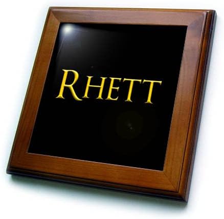 3drose Rhett popular nome de menino na América. Amarelo em charme preto. - ladrilhos emoldurados