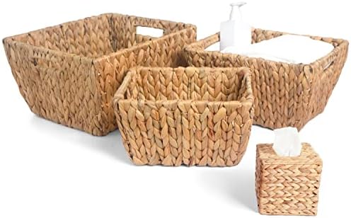 Conjunto de cestas de armazenamento em casa de Athena de 3 cestas de armazenamento de vime para casa e cozinha, cesto de armazenamento