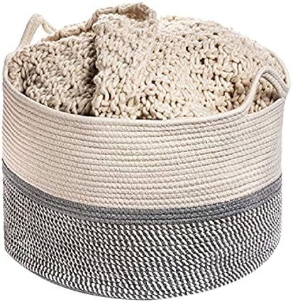 Armazenamento de lavanderia de cesta de corda Anncus, lavanderia capa de cesta de lavanderia corda de algodão dobrável 55 × 35cm cesta de armazenamento saco pequeno
