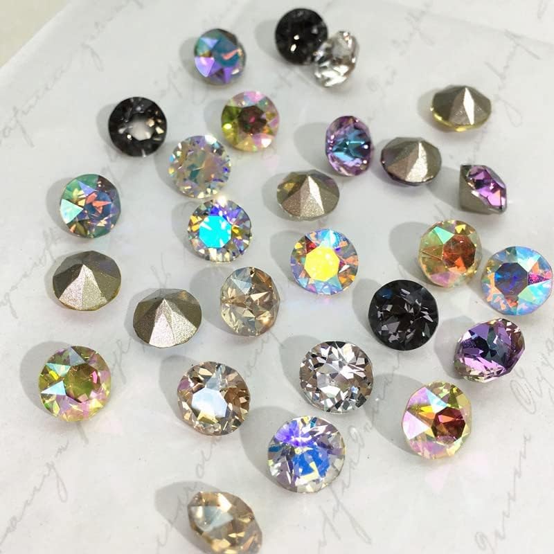 16 Corte strassões redondos de cristal de cristal pontual cristais para decorações de unhas jóias -