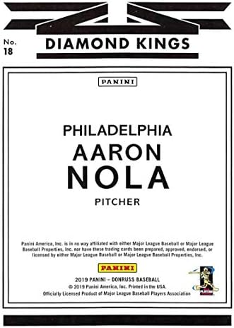 2019 Donruss Baseball 18 Aaron Nola Philadelphia Phillies Diamond King Panini Trading Card