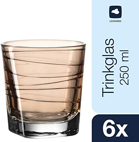 Leonardo 018225 Vario Drinking Glass Conjunto de 6 pequenas Struttura Marrone/Brown 8.3000000000000007 x 8.3000000000000007 x 9