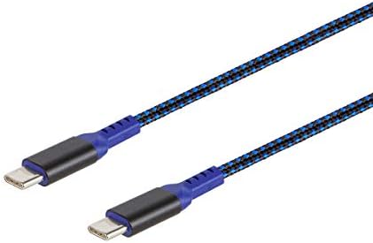 Monoprice Stealth Charge and Sync USB 2.0 Tipo-C ao tipo C Tipo C-3 pés-azul, até 5a/100w, para dispositivos habilitados para USB-C Laptops MacBooks Pro